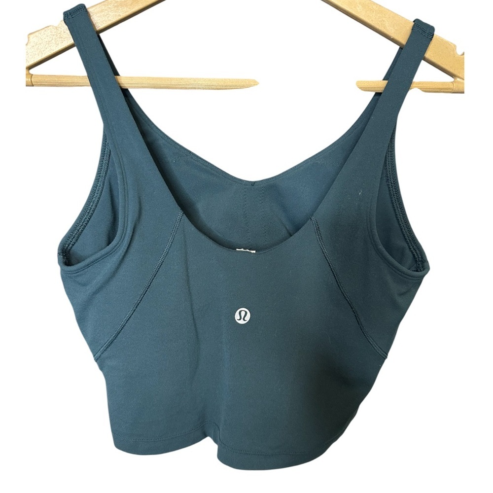 Lululemon | Teal Cropped Tank Top | Built-In Bra | Size 6 - Picture 3 of 5